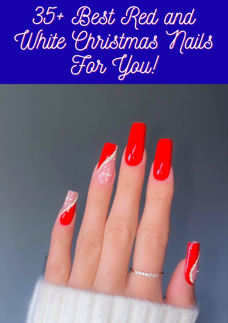 Red and White Christmas Nails
