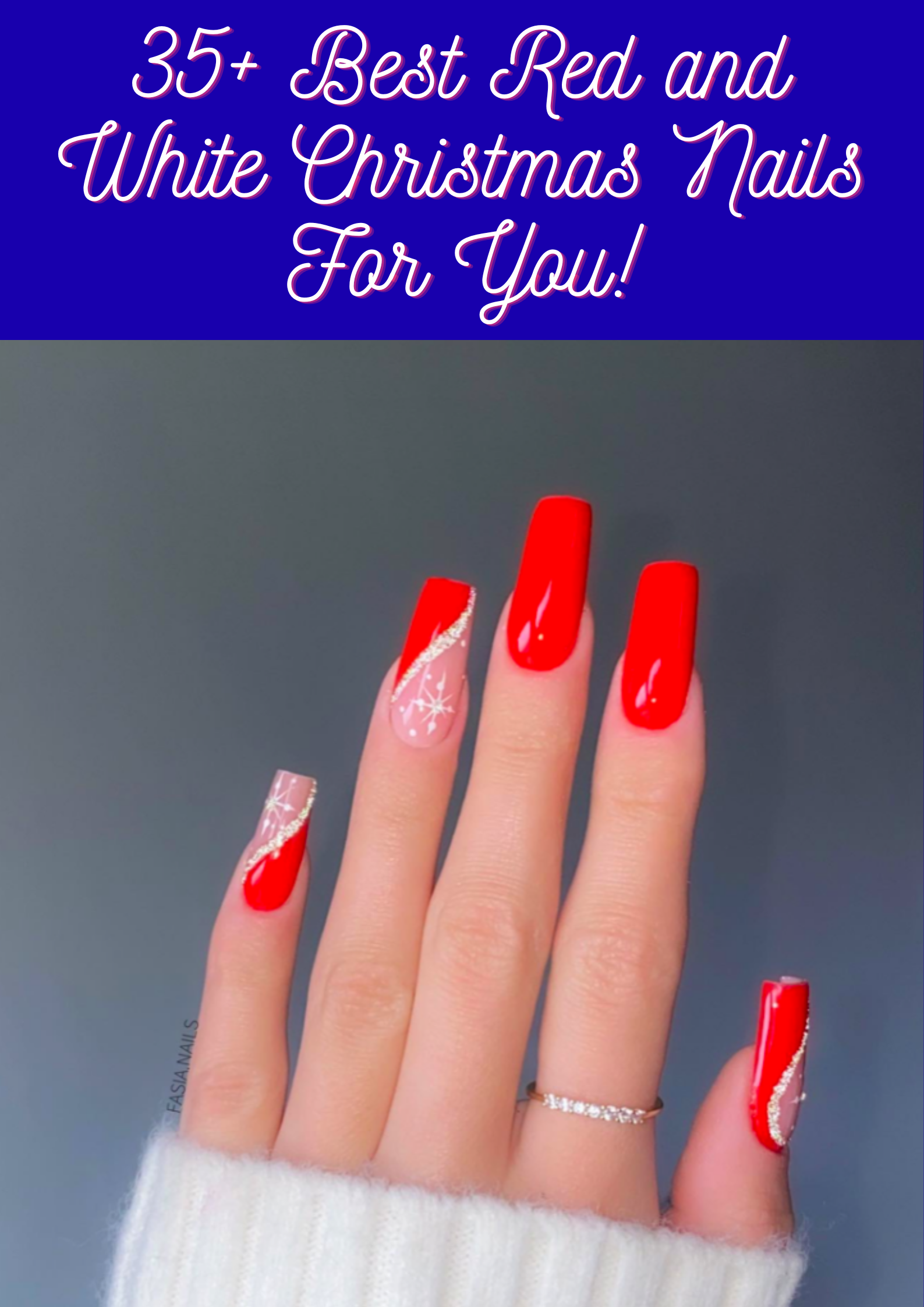 Red and White Christmas Nails